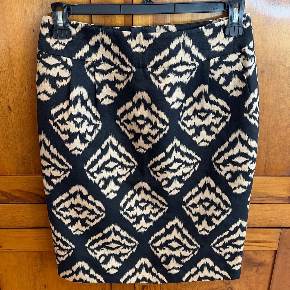 NWT Talbots Black & Beige Animal Print Pencil Skirt, Cotton/Silk Blend